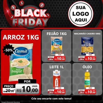 Modelo de Rede Social para Feed Facebook com o tema Black Friday para Supermercado