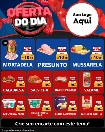 Modelo de Rede Social para Feed Instagram com o tema Oferta do Dia para Frios e Laticínios