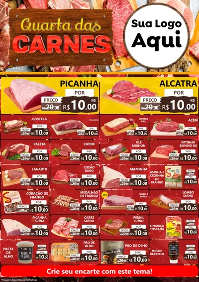 Modelo de Encarte para Encarte A4 Vertical com o tema Quarta das Carnes para Açougue