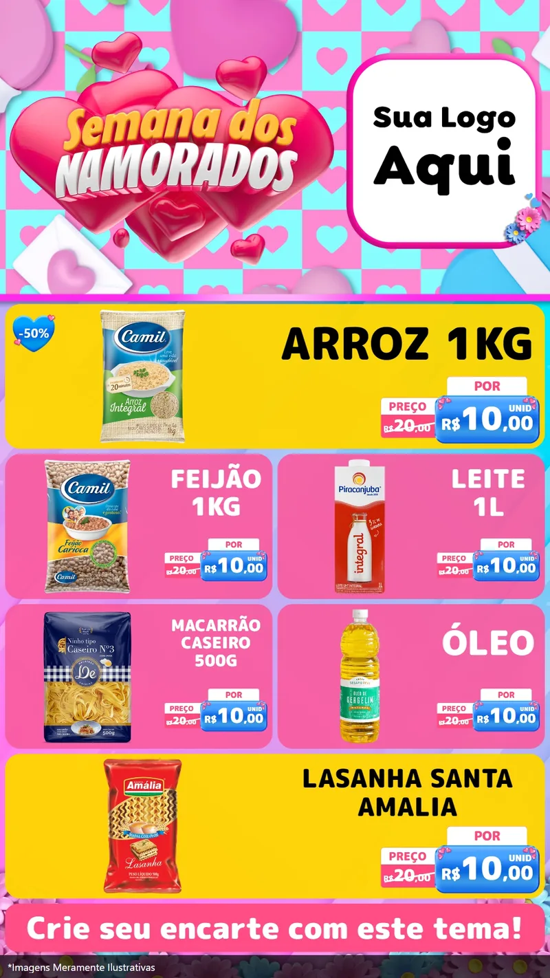Modelo de TV para TV Vertical com o tema Semana dos Namorados para Supermercado