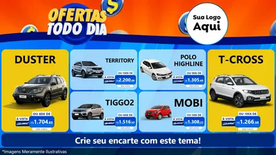 Modelo de TV para TV Horizontal com o tema Ofertas Todo Dia para Concessionaria de Carros