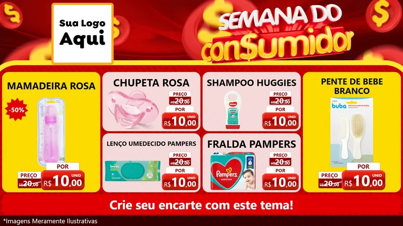 Modelo de TV para TV Horizontal com o tema Semana do Consumidor para Bebês