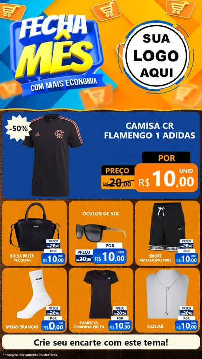 Modelo de Rede Social para Stories com o tema Fecha Mês Com Mais Economia para Roupas e acessórios