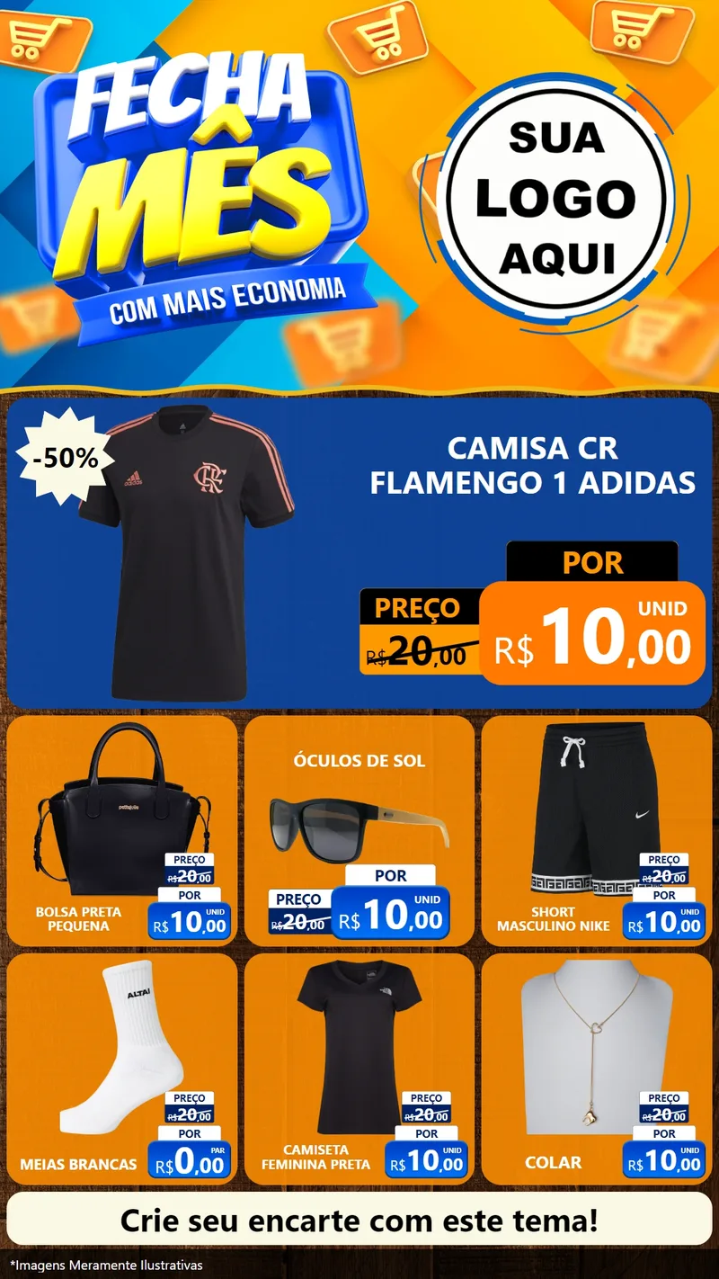 Modelo de Rede Social para Stories com o tema Fecha Mês Com Mais Economia para Roupas e acessórios