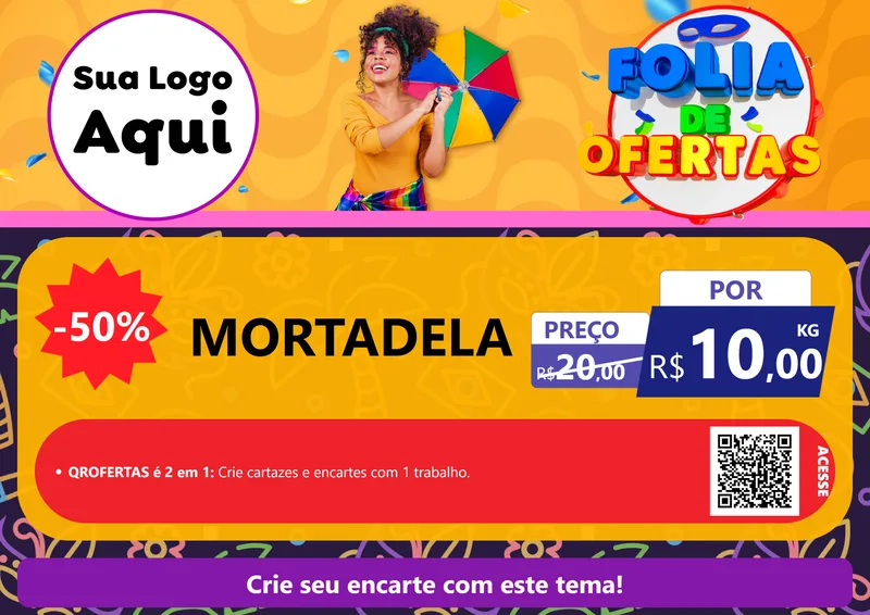 Modelo de Cartaz para Cartaz A4 Horizontal com o tema Folia de Ofertas para Frios e Laticínios