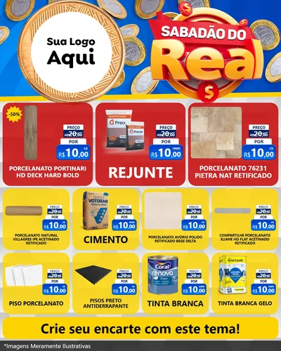Modelo de Rede Social para Feed Instagram com o tema Sabadão do Real para Pisos e revestimentos
