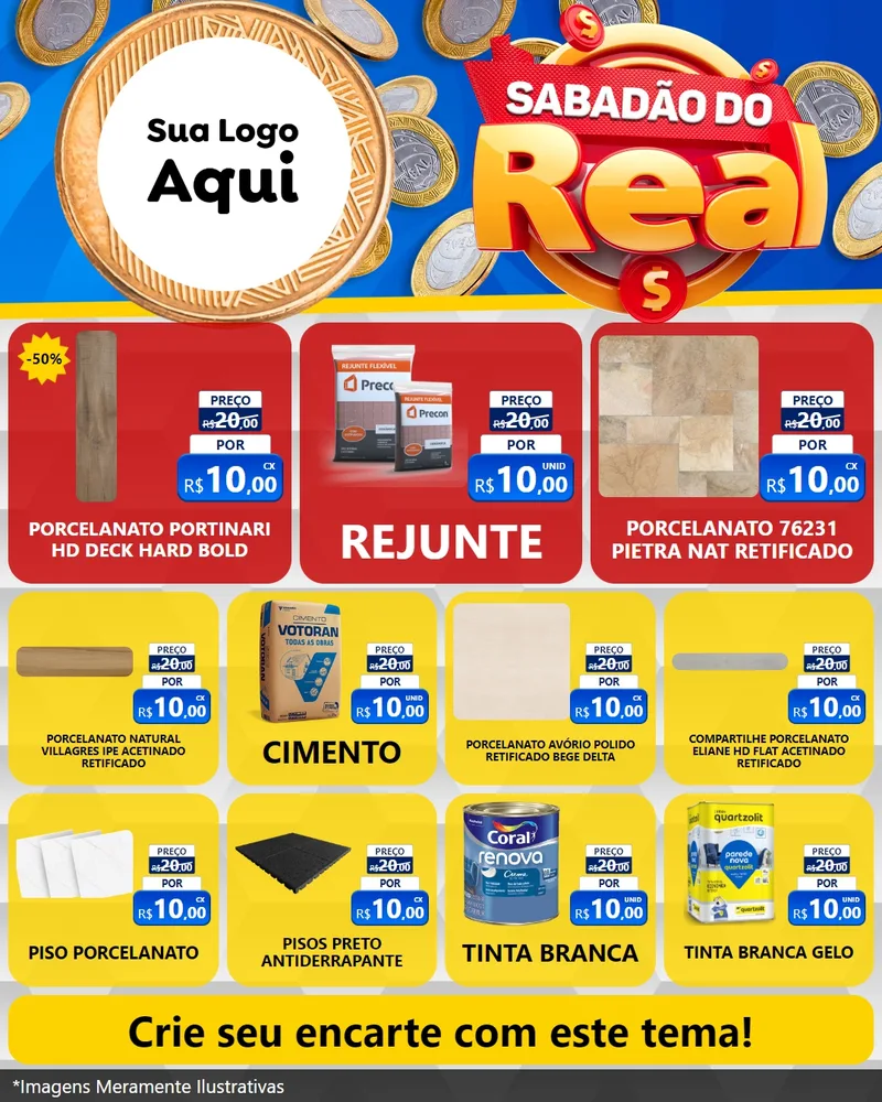 Modelo de Rede Social para Feed Instagram com o tema Sabadão do Real para Pisos e revestimentos