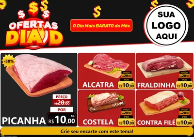 Modelo de Encarte para Encarte A4 Horizontal com o tema Ofertas Dia D para Açougue