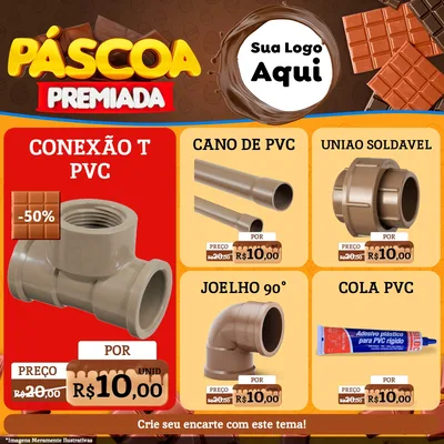 Modelo de Rede Social para Feed Facebook com o tema Páscoa Premiada para Tubos e conexões