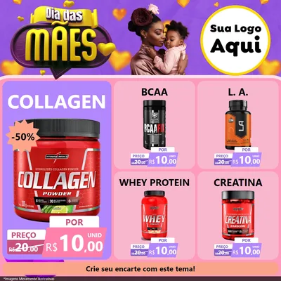 Modelo de Rede Social para Feed Facebook com o tema Dia das Mães para Suplementos alimentares