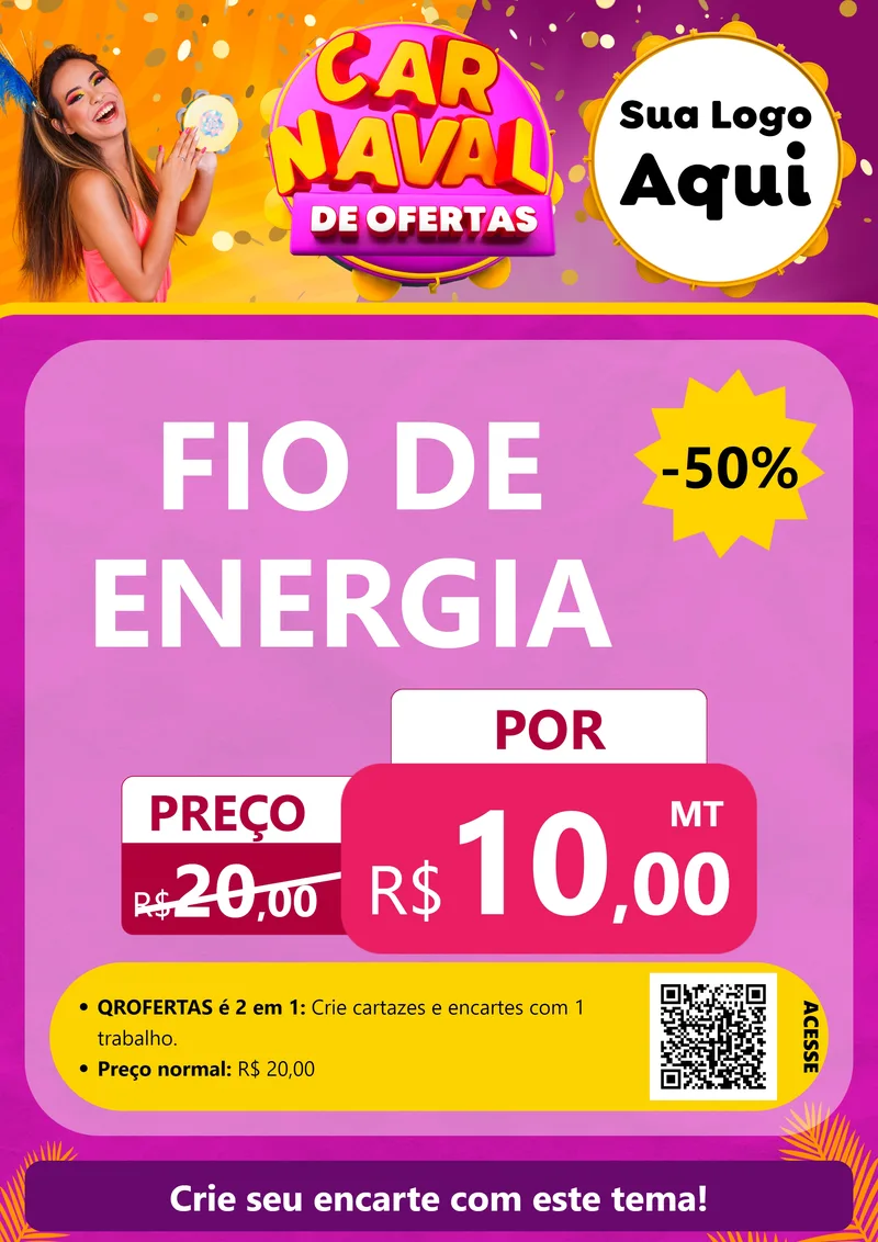 Modelo de Cartaz para Cartaz A4 Vertical com o tema Carnaval de Ofertas para Materiais Elétricos