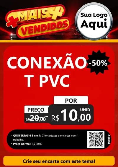Modelo de Cartaz para Cartaz A4 Vertical com o tema Mais Vendidos para Tubos e conexões