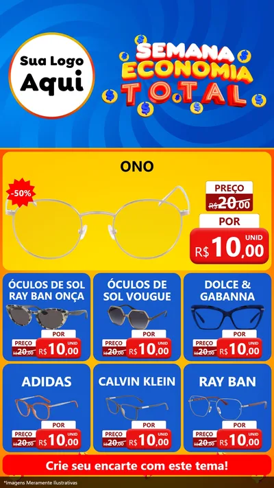 Modelo de Rede Social para Stories com o tema Semana Economia Total para Óticas