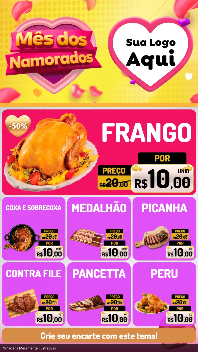 Modelo de Rede Social para Stories com o tema Mês dos Namorados para Assados