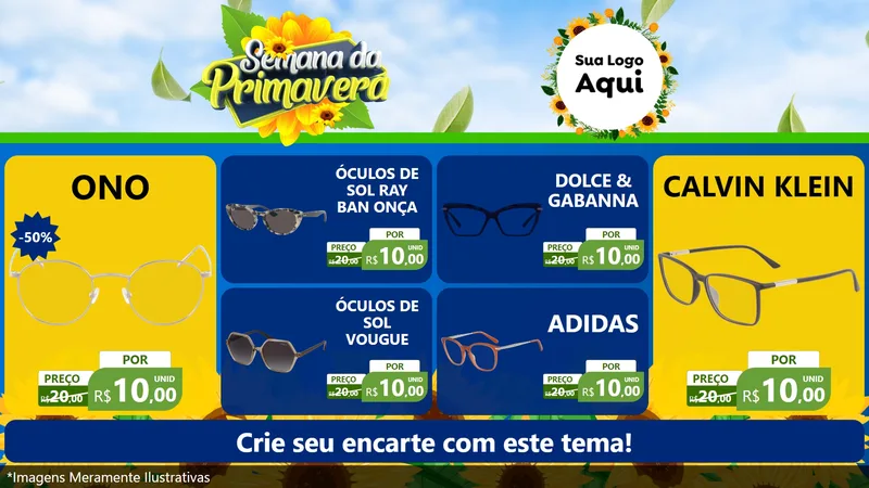 Modelo de TV para TV Horizontal com o tema Semana da Primavera para Óticas