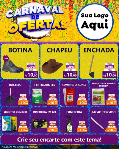 Modelo de Rede Social para Feed Instagram com o tema Carnaval de Ofertas para Agropecuária