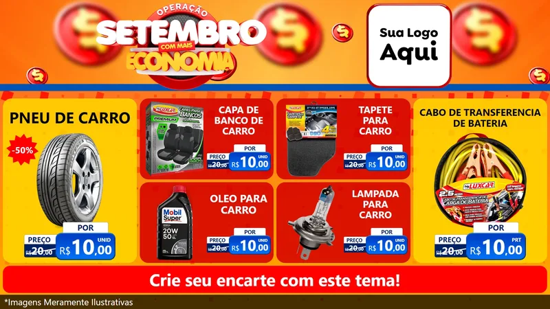 Modelo de TV para TV Horizontal com o tema Operação Setembro Com Muita Economia para Auto peças