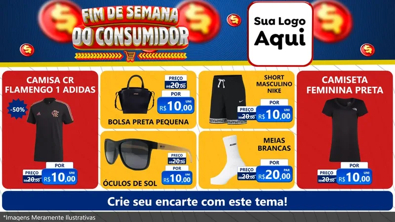 Modelo de TV para TV Horizontal com o tema Fim de Semana do Consumidor para Roupas e acessórios