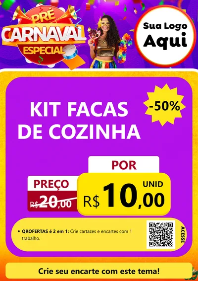 Modelo de Cartaz para Cartaz A4 Vertical com o tema Pré-Carnaval Especial para Utilidades Domésticas
