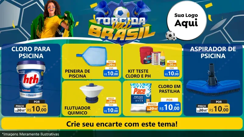 Modelo de TV para TV Horizontal com o tema Torcida Vai Brasil - Copa para Produtos para Piscina