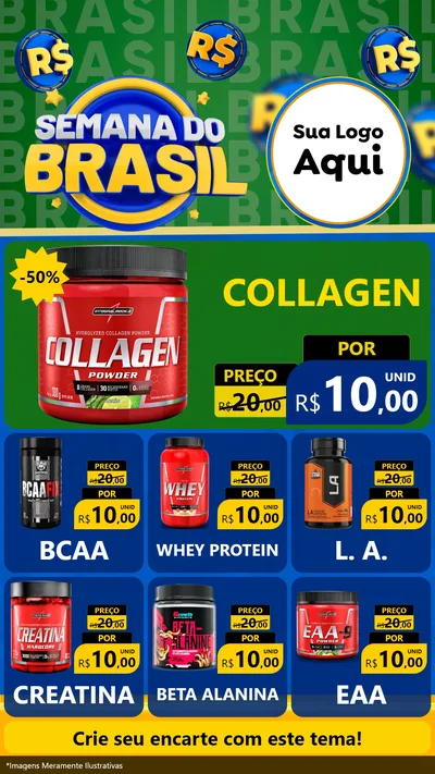 Modelo de Rede Social para Stories com o tema Semana Do Brasil para Suplementos alimentares