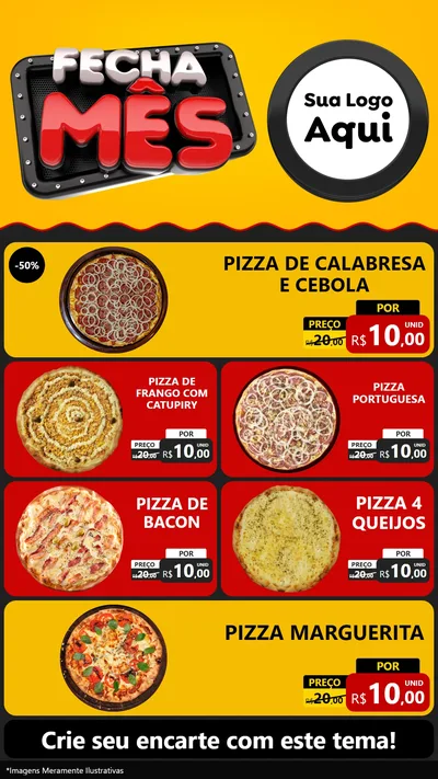 Modelo de TV para TV Vertical com o tema Fecha Mês para Pizzaria