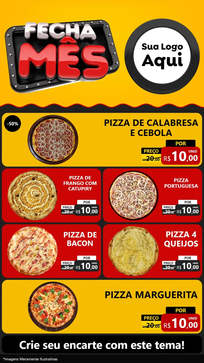 Modelo de TV para TV Vertical com o tema Fecha Mês para Pizzaria