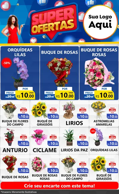 Modelo de Encarte para Encarte Grande com o tema Super Ofertas para Floricultura e jardim