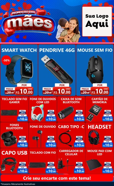 Modelo de Encarte para Encarte Grande com o tema Promoção das Mães para Informática