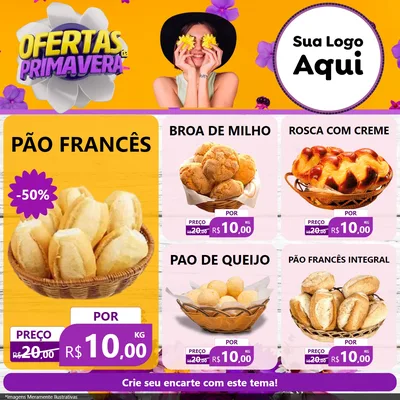 Modelo de Rede Social para Feed Facebook com o tema Ofertas Da Primavera para Padaria