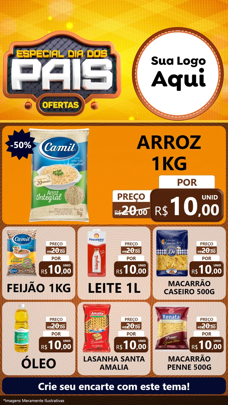 Modelo de Rede Social para Stories com o tema Especial Dia dos Pais para Supermercado