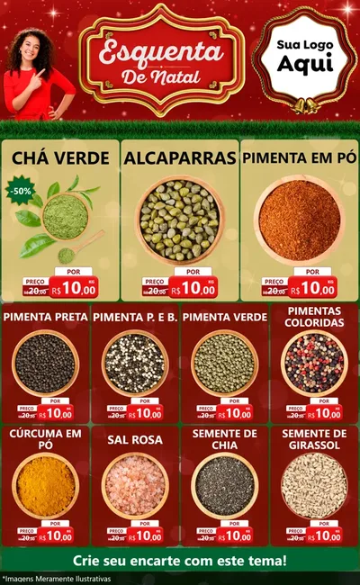 Modelo de Encarte para Encarte Grande com o tema Esquenta de Natal para Produtos Naturais