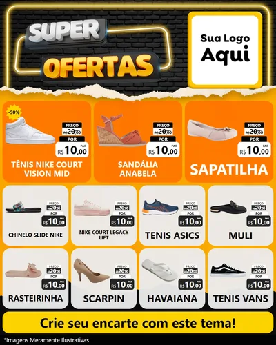 Modelo de Rede Social para Feed Instagram com o tema Super Ofertas para Calçados