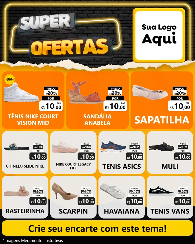 Modelo de Rede Social para Feed Instagram com o tema Super Ofertas para Calçados