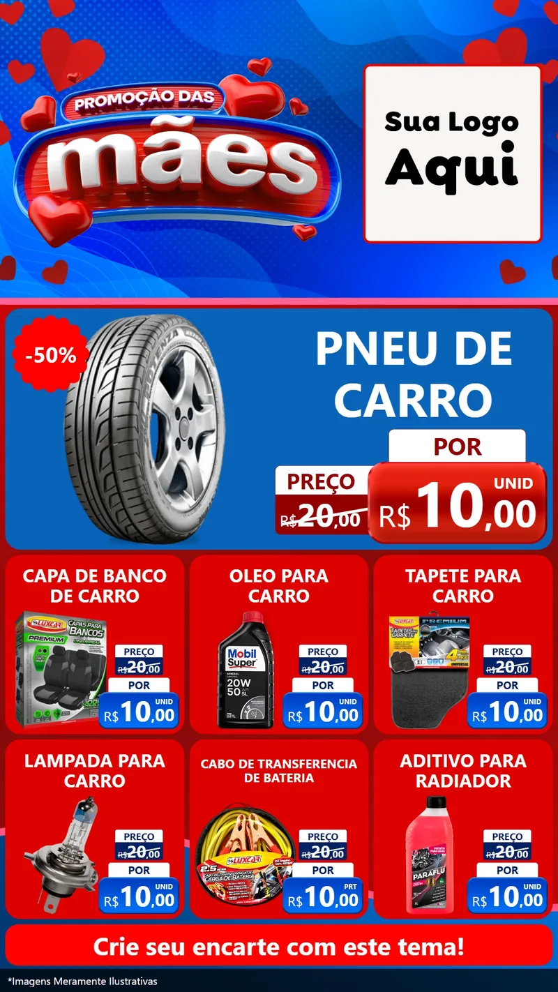 Modelo de Rede Social para Stories com o tema Promoção das Mães para Auto peças
