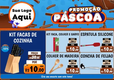 Modelo de Encarte para Encarte A4 Horizontal com o tema Promoção Páscoa para Utilidades Domésticas