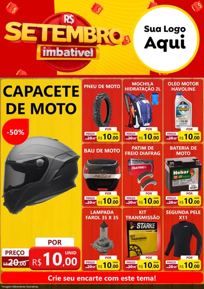 Modelo de Encarte para Encarte A4 Vertical com o tema Setembro Imbatível para Moto peças