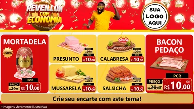 Modelo de TV para TV Horizontal com o tema Réveillon com Economia para Frios e Laticínios