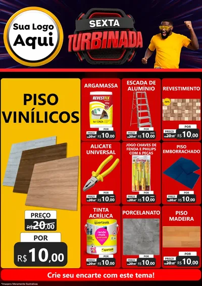 Modelo de Encarte para Encarte A4 Vertical com o tema Sexta Turbinada para Material para Construção