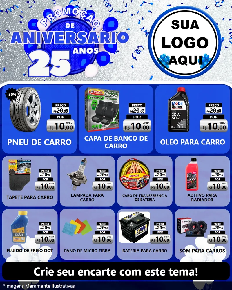 Modelo de Rede Social para Feed Instagram com o tema Promoção de Aniversário - 25 Anos para Auto peças