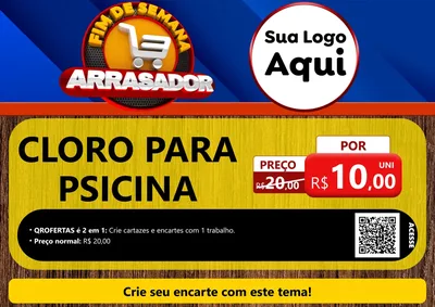 Modelo de Cartaz para Cartaz A4 Horizontal com o tema Fim De Semana Arrasador para Produtos para Piscina