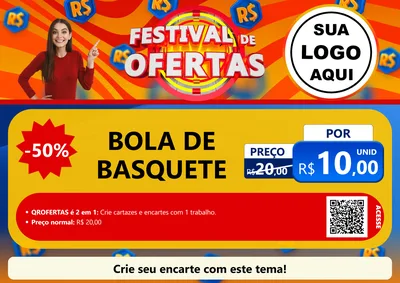 Modelo de Cartaz para Cartaz A4 Horizontal com o tema Festival de Ofertas para Artigos Esportivos