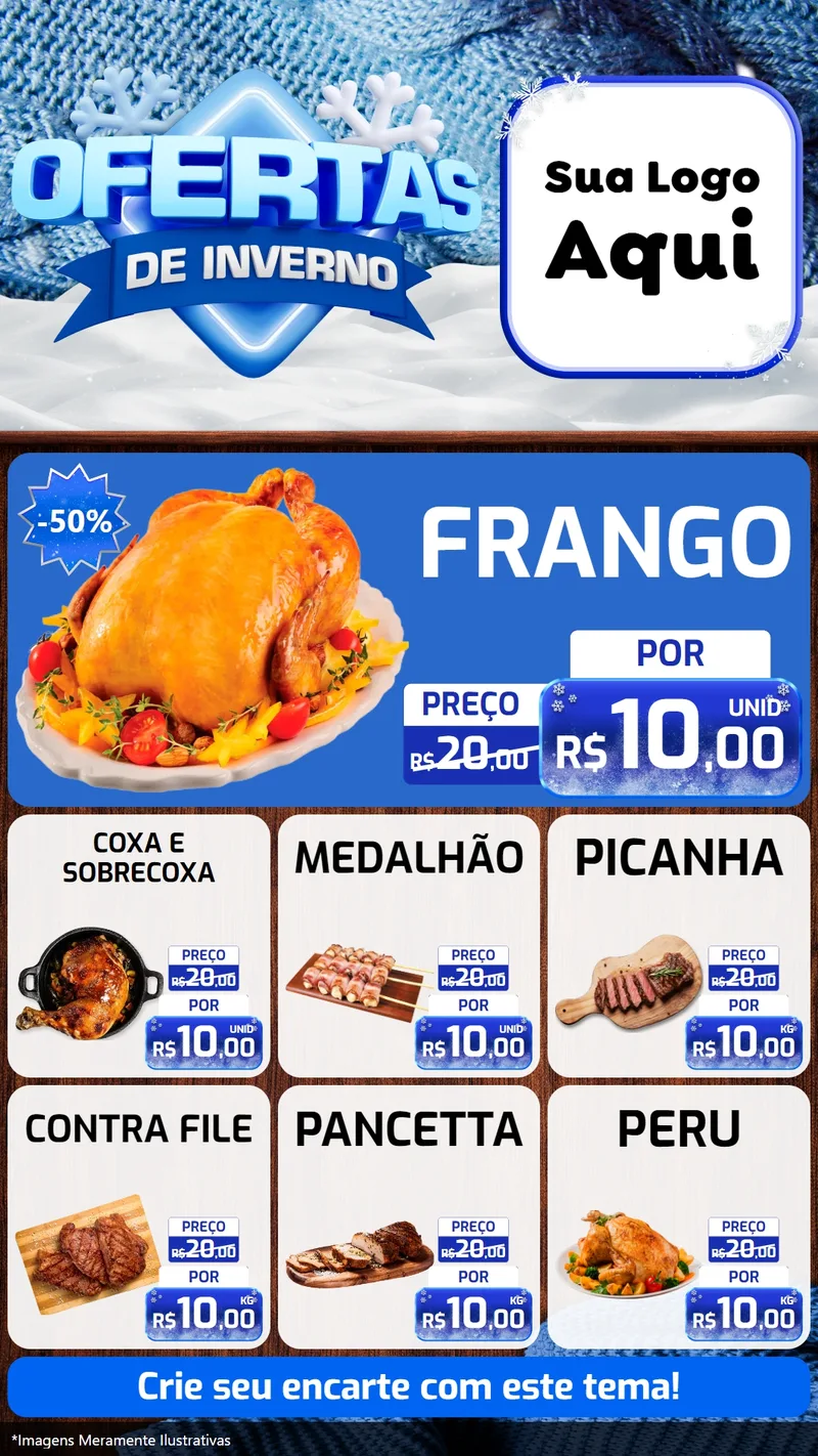Modelo de Rede Social para Stories com o tema Ofertas de Inverno para Assados
