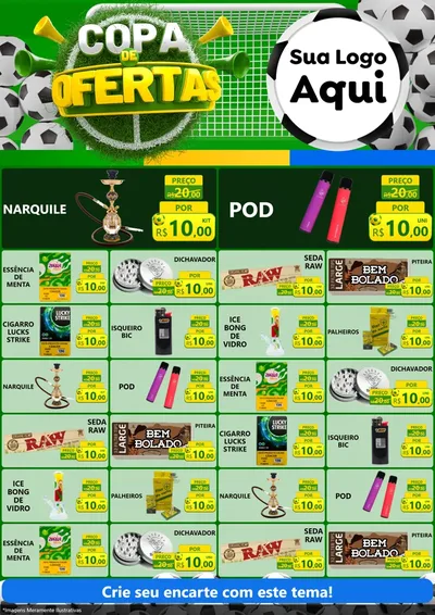 Modelo de Encarte para Encarte A4 Vertical com o tema Copa De Ofertas para Tabacaria