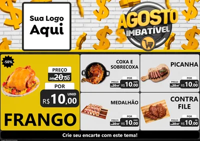Modelo de Encarte para Encarte A4 Horizontal com o tema Agosto imbatível para Assados