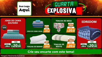 Modelo de TV para TV Horizontal com o tema Quarta Explosiva para Cama, Mesa e Banho