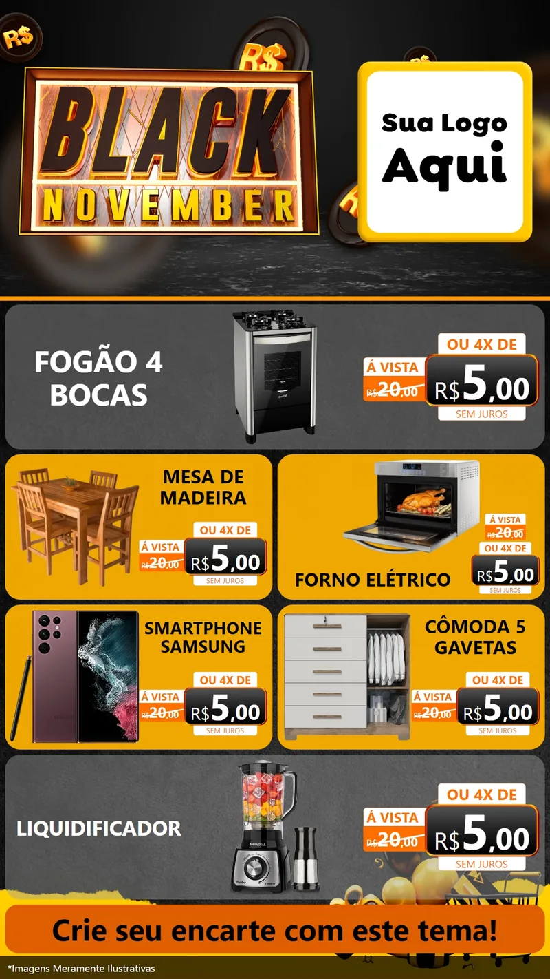 Modelo de TV para TV Vertical com o tema Black November para Móveis e Eletro