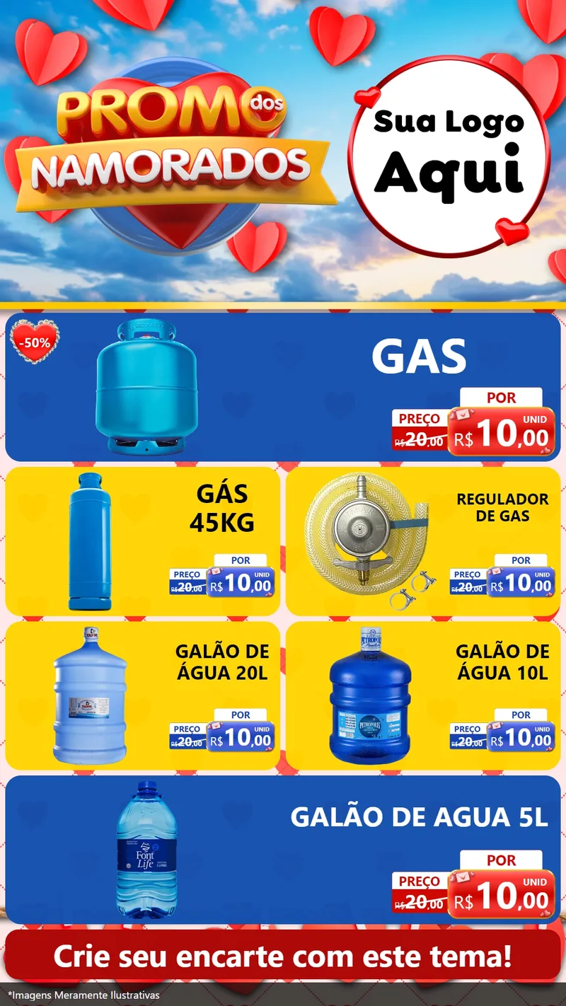 Modelo de TV para TV Vertical com o tema Promo dos Namorados para Água e gás