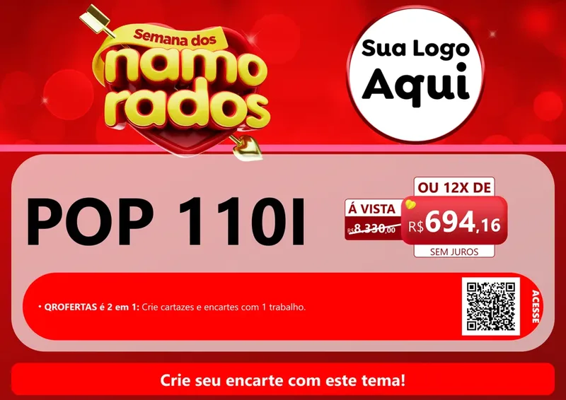 Modelo de Cartaz para Cartaz A4 Horizontal com o tema Semana dos namorados para Concessionaria de Motos