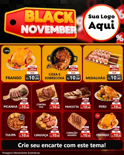 Modelo de Rede Social para Feed Instagram com o tema Black November para Assados